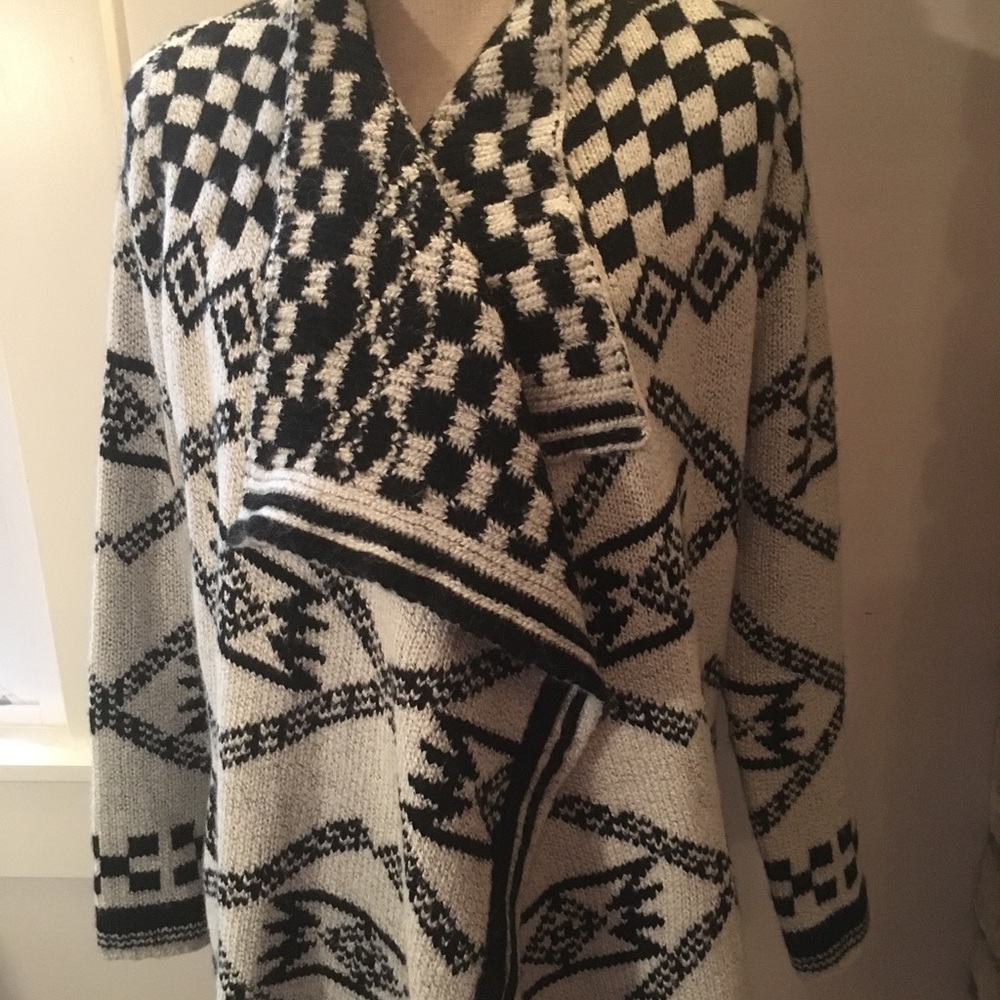 NWT Waterfall open Sweater Jacket B&W Design